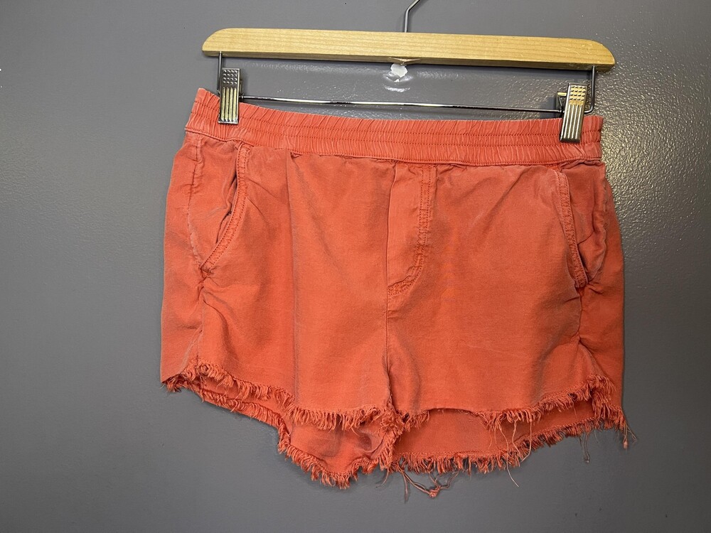 Aerie Shorts Womens Small Orange Lyocell Frayed Hem Elastic Waist Lounge Casual